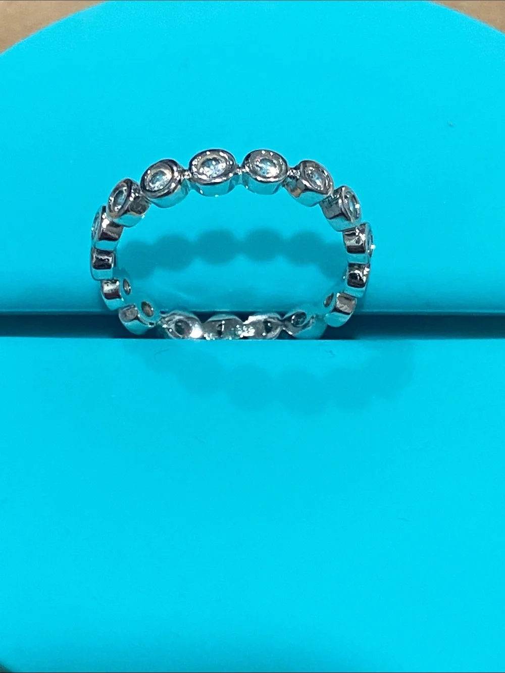 Sterling Silver Crystal Bezel-Set Eternity Band - size 7.5